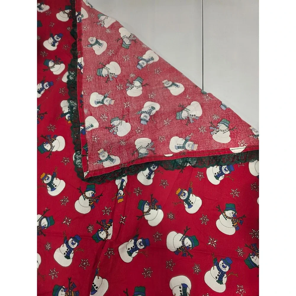 Vintage Christmas Place Mats Cloth Placemats Snowmen Holiday Table Linens Ribbon